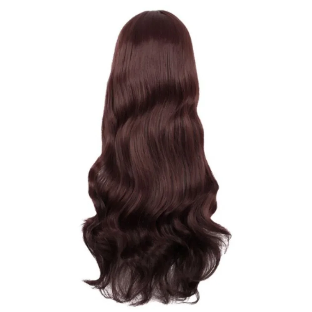 $FINAL$ 28 inch/70 cm Long Wavy Hair with Swept Bangs Mahongany Medium Brown - Picture 2 of 5